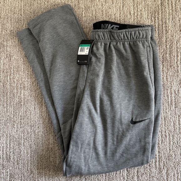 Nike Men's Dry Charcoal Heather Black Fleece Training Pants - Picture 4 of 4